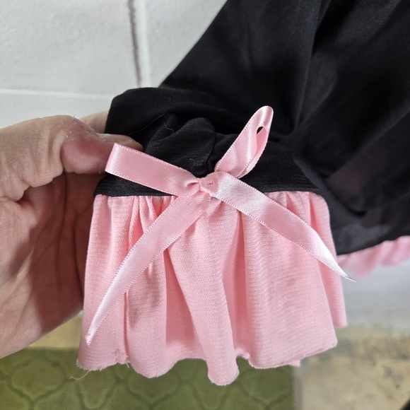 Cacique pink black ruffle coquette babydoll lingerie chemise - Picture 5 of 9